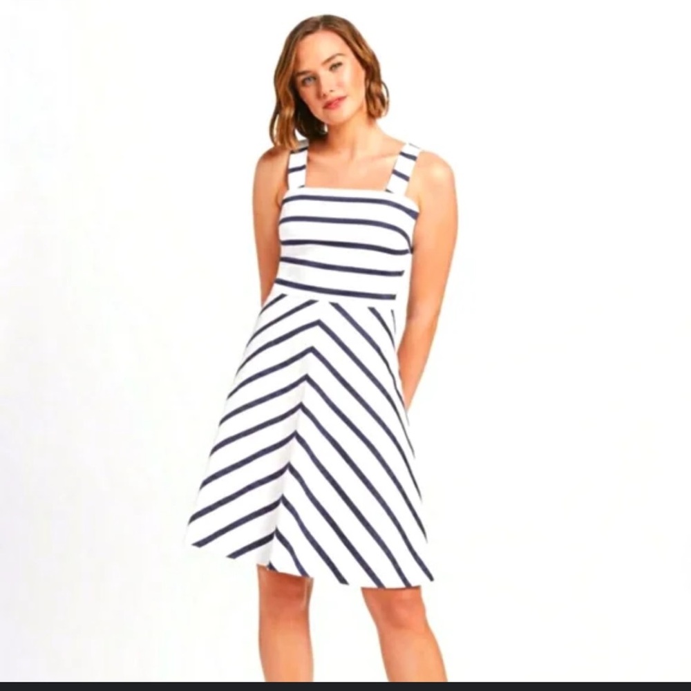 Draper James navy and white striped ALine Nautical shift sundress size 8 - Picture 8 of 10